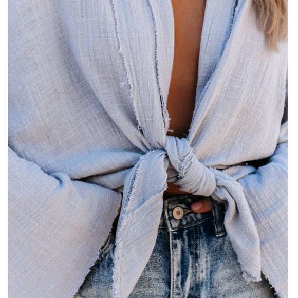 SOLICE Tie Front Beach Blouse - Picture 5 of 16